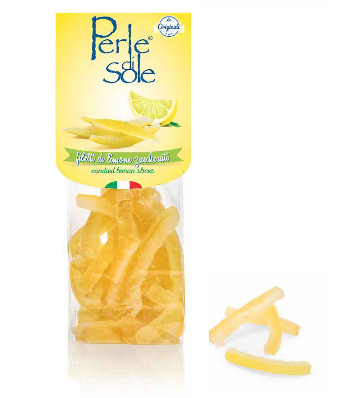 Perle di Sole Candied Lemon Peels — Italian Confection (3.5 oz / 100g)