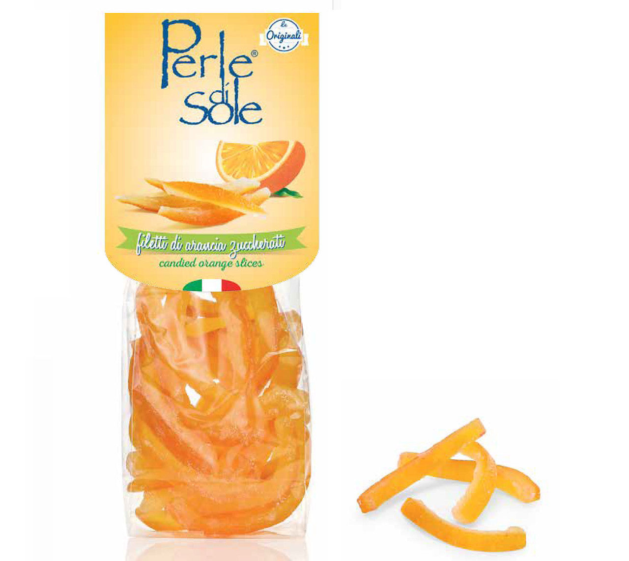 Perle di Sole Candied Orange Peels — Italian Confection (3.5 oz / 100g)