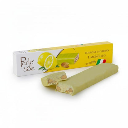 Barra de turrón suave de limón y pistacho bañada en chocolate blanco (5.29 oz)