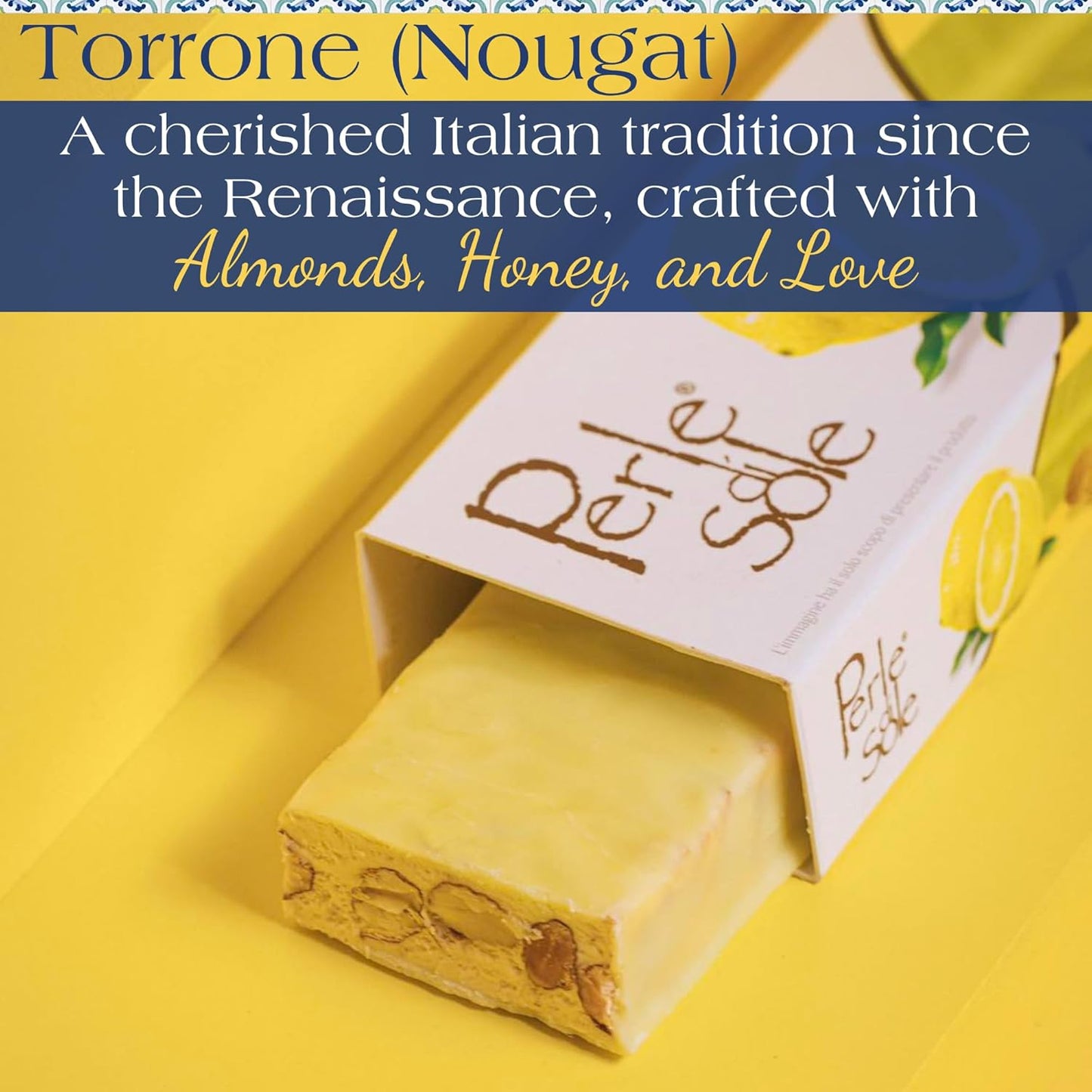 Barra de turrón suave de limón y pistacho bañada en chocolate blanco (5.29 oz)