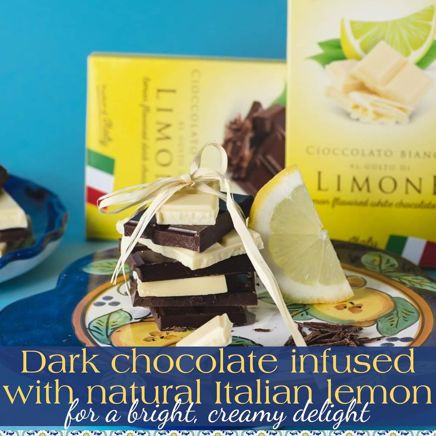 Perle di Sole Lemon Dark Chocolate Bar — Italian (3.5 oz / 100g)