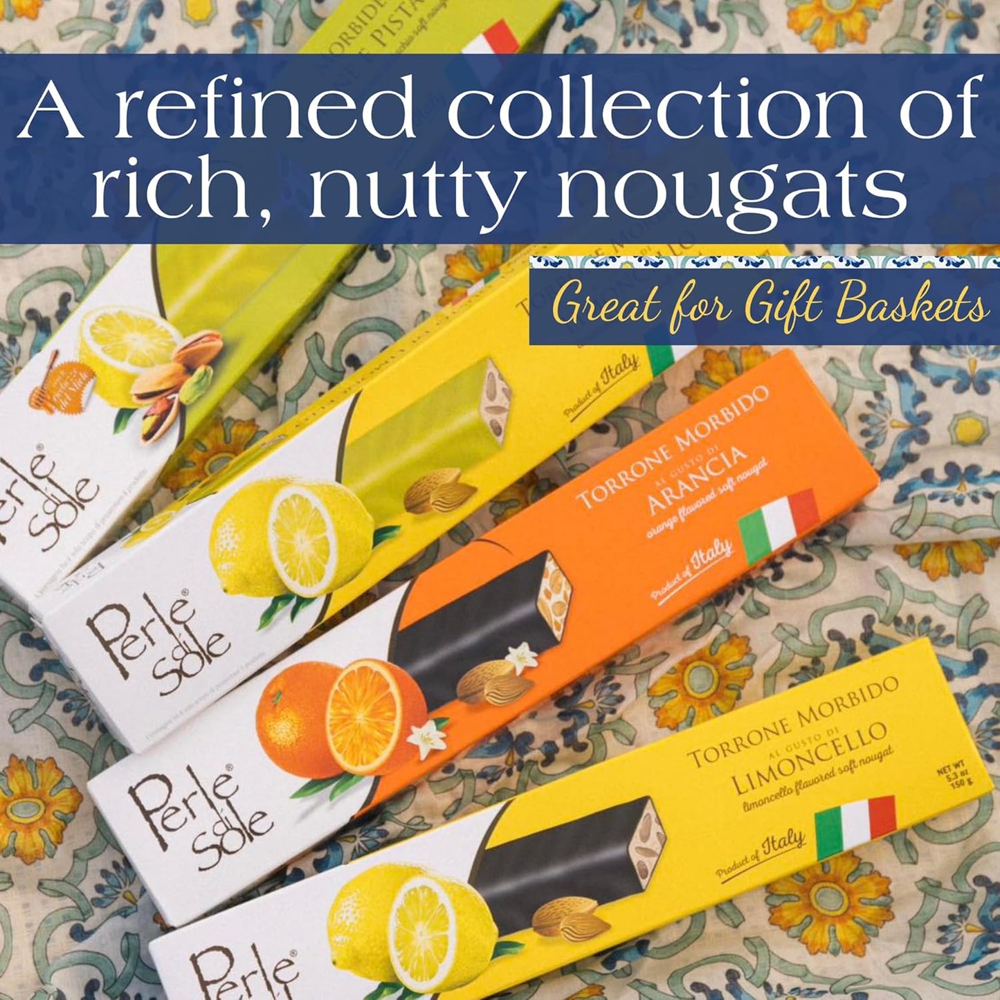 Barra de turrón suave de limón y pistacho bañada en chocolate blanco (5.29 oz)