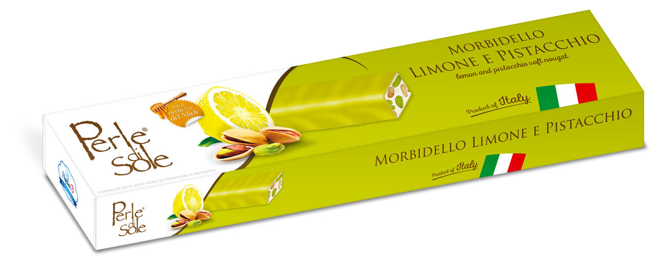 Perle di Sole Lemon & Pistachio Nougat Bar — White Chocolate Dipped (5.3 oz)